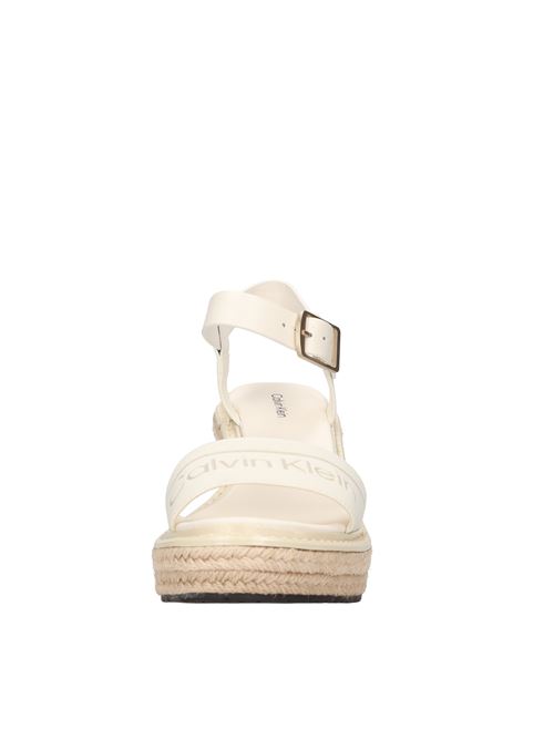 Sandali con zeppa in pelle e tessuto CALVIN KLEIN | HW0HW01499BIANCO